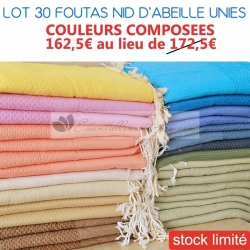 Lot composé de 30 Foutas nid d'Abeille LIQUIDATION 