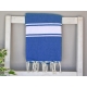 Fouta plate bleu grec 100% coton de haute qualité