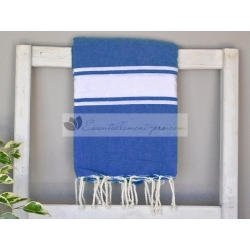 Fouta plate bleu grec 100% coton de haute qualité