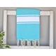 Serviette Fouta plate bleu caraïbes 100% coton