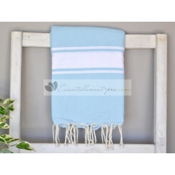 Serviette Fouta plate bleu Ciel 100% coton grossiste