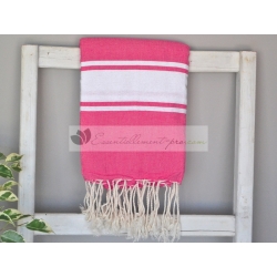 Serviette Fouta plate Rose Fushia 100% coton