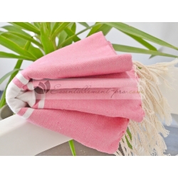 Serviette Fouta plate Rose Bonbon 100% coton grossiste