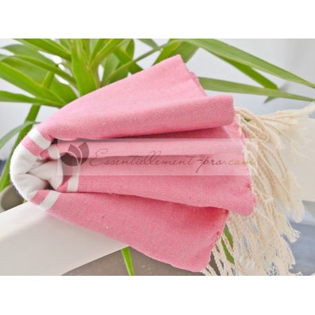 Serviette Fouta plate Rose Bonbon 100% coton