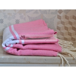 Serviette Fouta plate Rose Chewing-Gum 100% coton