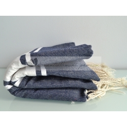 Serviette Fouta plate bleu Marine 100% coton grossiste