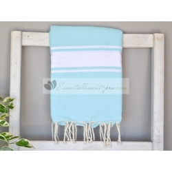 Serviette Fouta plate bleu Aqua 100% coton grossiste