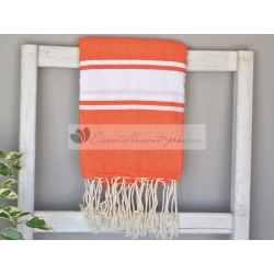 Serviette Fouta plate Orange Corail 100% coton