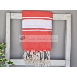 Serviette Fouta plate Rouge Corail 100% coton grossiste