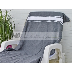 Serviette Fouta plate Gris Ardoise 100% coton grossiste