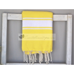 Serviette Fouta plate Jaune Citron 100% coton grossiste