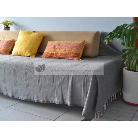 Grande Fouta XXL Gris Béton 2m sur 3m 100% coton grossiste