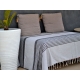 Grande Fouta XXL Gris clair Rayée Ivoire 2m sur 3m 100% coton grossiste