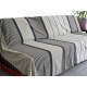 Grande Fouta XXL Gris Ardoise Rayée Ivoire 2m sur 3m 100% coton grossiste