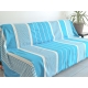 Grande Fouta XXL Bleu Grec rayé Ivoire 2m sur 3m 100% coton grossiste