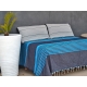 Grande Fouta XXL Bleu Jean rayé Ivoire 2m sur 3m 100% coton grossiste