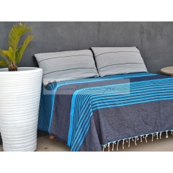 Grande Fouta XXL Bleu Jean rayé Turquoise 2m sur 3m 100% coton grossiste