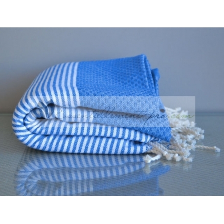 Serviette Fouta plate Bleu Grec 100% coton grossiste