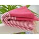 Serviette Fouta nid d'abeille Rose Fushia rayé blanc grossiste