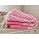 Serviette Fouta nid d'abeille Rose Chewing-gum rayé blanc grossiste