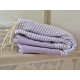 Serviette Fouta nid d'abeille Violet Orchidée rayé blanc grossiste