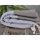 Serviette Fouta nid d'abeille Gris Ardoise rayé blanc grossiste