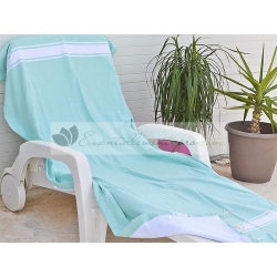 Serviette Fouta plate Bleu Aqua Doublée éponge Vente en Gros