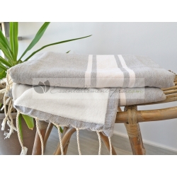 Serviette Fouta plate Gris clair Doublée éponge Vente en Gros