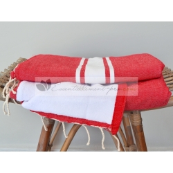 Serviette Fouta plate Rouge Doublée éponge Vente en Gros