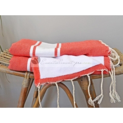 Serviette Fouta plate Orange Doublée éponge Vente en Gros