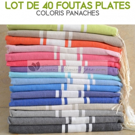 Lot de 40 foutas plates - Coloris panachés