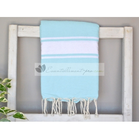 Serviette Fouta plate bleu Aqua 100% coton