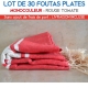 Lot de 30 foutas plates - Coloris Rouge Tomate