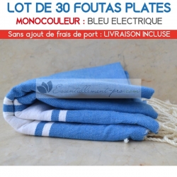 Lot de 30 foutas plates - Coloris Bleu Electrique