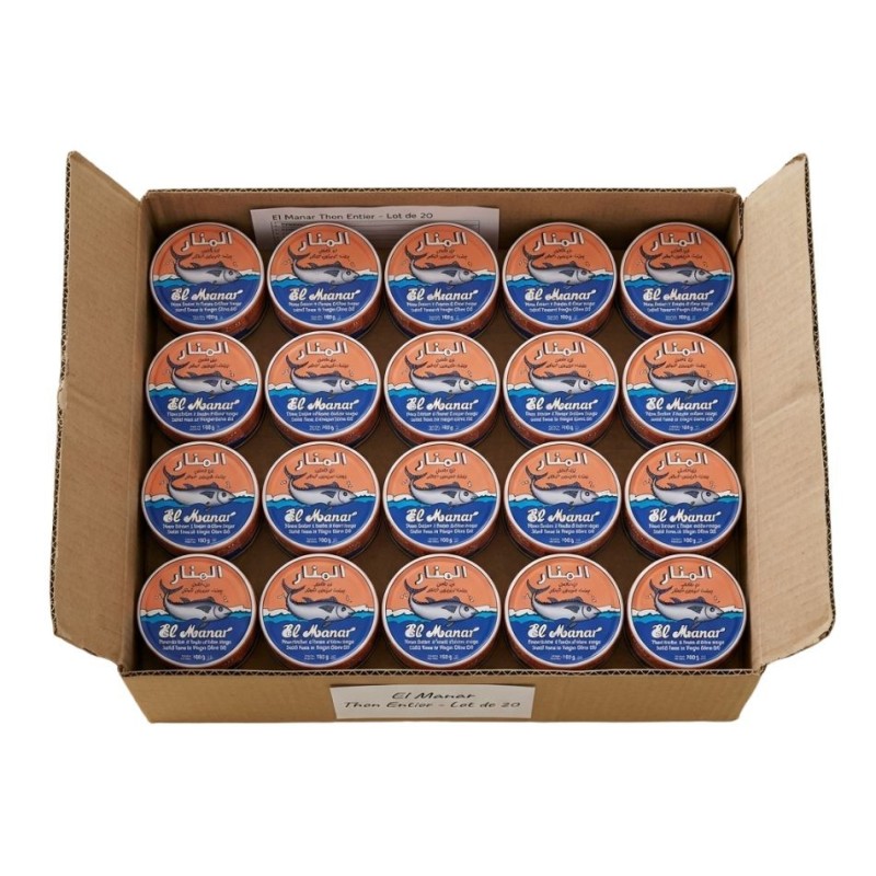 Lot de 20 Thon Entier Huile d’Olive Vierge El Manar 160 g