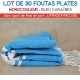 Lot de 30 foutas plates - Coloris Bleu Caraïbes